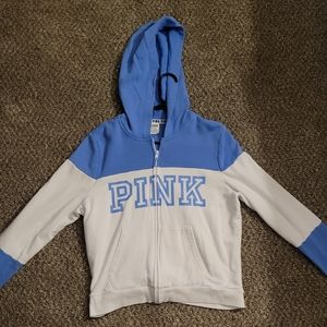 ☆•Victoria Secret Pink Zipper Down Hoodie •Size-Large •☆
